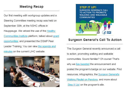 Sample Newsletter from Long Island Health Collaborative